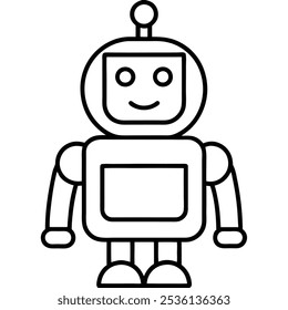 Charming robot mascot logo silhouette vector for tech, education, and innovation branding. Ideal for digital products, STEM projects, and modern tech branding with a friendly appeal.
