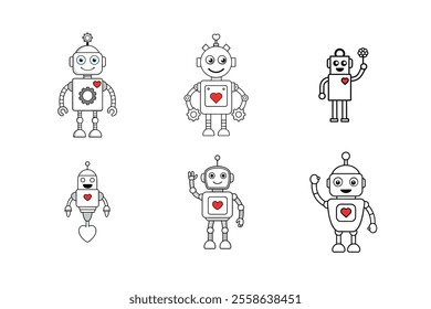 Charming Robot Outline Vector Designs, Perfect for Creative Inspirations