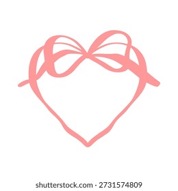 Encantador coração romântico borda rosa com arco delicado. Coquette vintage ilustração vetor cria projeto convite perfeito para casamentos, aniversários ou cartões de celebração flertatious. Rabiscar caprichoso