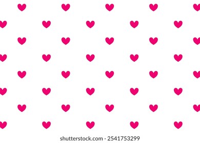 Um charmoso e romântico padrão sem emenda com pares repetitivos de corações cor-de-rosa em um fundo creme macio.
