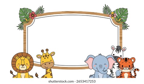 Charming safari animal photo frame for baby shower or birthday party decoration