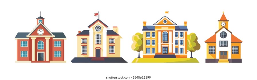 Charming Schoolhouse Illustrations Graphics for Education Design
