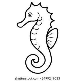 Charming Seahorse Vector Illustration - Cartoon, Clipart, and Line Art Design