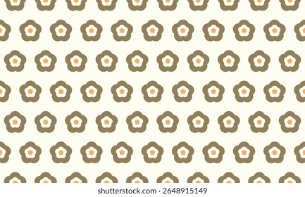 Charmoso padrão floral sem emenda com flores castanhas estilizadas com centros brancos em um fundo creme macio. Perfeito para têxteis, papéis de parede, artigos de papelaria e desenhos inspirados em vintage.