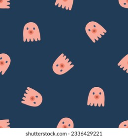 Charming Seamless Pattern With Adorable Ghosts, Creating Whimsical And Playful Design Perfect For Halloween Projects