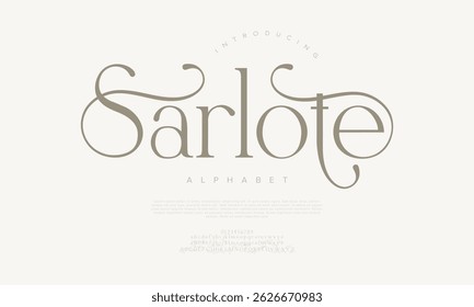 Fonte serif encantadora com traços florescidos, perfeito para designs de casamento, marca e visuais editoriais