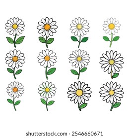 Charmante Reihe von Gänseblümchen Färbung Seiten für Kinder, mit minimalen Umriss Stil für Vektorgrafik. Perfekt für kreative Aktivitäten, Bildungsprojekte und Kunstwerke mit Blumenmotiven