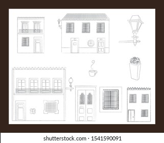 Charming set inspired in elements from Funchal city Old Town. 