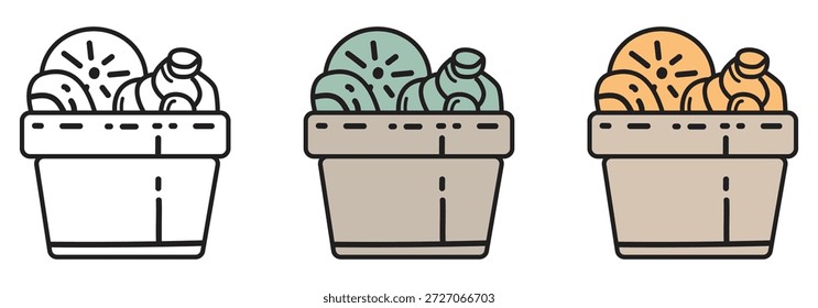 A charming set of three minimalist succulent or cactus plant icons in various styles