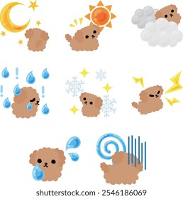 A charming set of toy poodle icons full of adorable expressions!