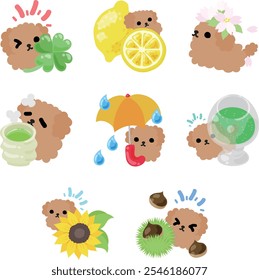 A charming set of toy poodle icons full of adorable expressions!