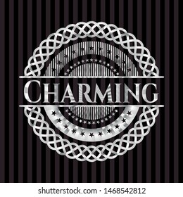 Charming silver emblem or badge. Vector Illustration. Mosaic.