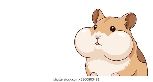 A charming and simple cartoon illustration of a hamster featuring chubby cheeks