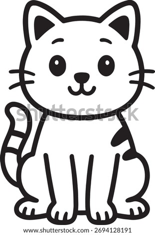 A charming and simple line art drawing of a cute cartoon cat. This adorable feline is perfect for various creative projects, adding a touch of playful innocence.