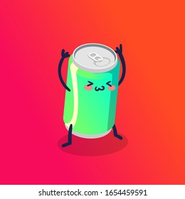 Charming Soft Drink Emoji: Infuse charm into your visuals with this adorable kawaii emoticon, showcasing a happy smiley face. The soft drink theme adds a playful and cheerful element to your creative 