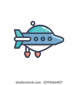 A charming spaceship icon perfect for fun and creative projects.