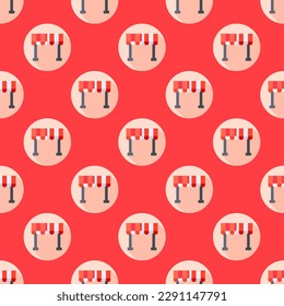 Charming square tile adorned with an amusing food artwork. Seamless pattern with tent on golden poppy background. Design for documents to create visual consistency.