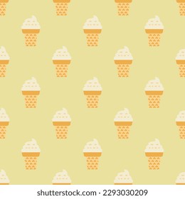 Charming square tile adorned with an amusing food artwork. Seamless pattern with ice cream  on dark jungle green background. Design for websites to make them user-friendly.