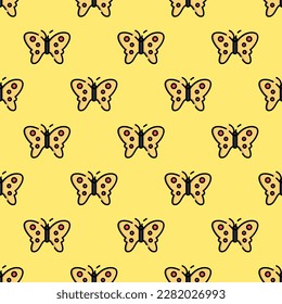 Charming square tile with an entertaining animal design. Seamless pattern with butterfly on usafa blue background. Design for a greeting card with an animal portrait.