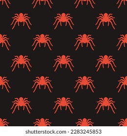 Charming square tile with an entertaining animal design. Seamless pattern with tarantula arthropod animal silhouette on dark jungle green background. Design for a t-shirt featuring an animal cartoon.
