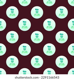 Charming square tile with an entertaining food design. Seamless pattern with chef on dark sienna background. Design for a St. Patrick's Day leprechaun hat.