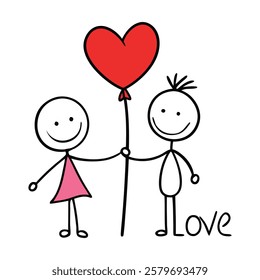 A charming stick-figure holding a heart on a stick, radiating love and warmth. Simple yet heartfelt, symbolising care, affection, and meaningful connections.