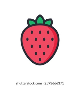 A charming strawberry icon ideal for culinary and food-related projects.