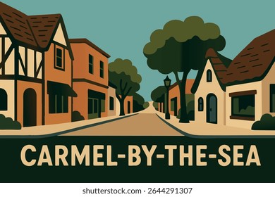 As encantadoras ruas de Carmel-by-the-Sea, Califórnia, onde pitorescas casas de campo alinham caminhos de paralelepípedos, criando uma atmosfera pitoresca e pacífica aldeia a poucos passos da costa deslumbrante