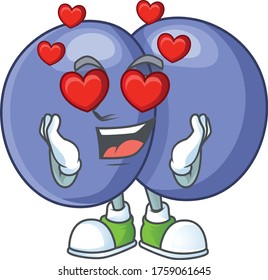 Encantador personaje de la caricatura de streptococcus pneumoniae con una cara enamorada