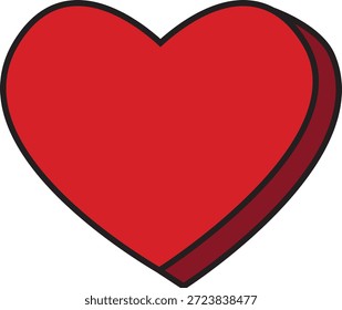A charming and stylish vector illustration of a classic red heart, featuring a subtle black shadow effect to create a 3D-inspired sense of depth. This modern graphic captures themes of love, romance, and emotional well-being, making it an ideal choice for boutique branding, wedding stationery, and gift industries. The lighting is represented as a clean, flat aesthetic with high-contrast red tones against a white background, ensuring high visibility and immediate recognition across a variety of media applications. The texture is characterized by perfectly smooth vector paths and expertly closed loops, making the file highly optimized for use with vinyl cutting machines like Cricut and Silhouette to produced personalized planner stickers, unique home decor signage, and custom heat-press designs for bachelorette party favors. Conceptually, the heart represents connection, affection, and the celebration of special moments. It serves as a versatile resource for creating anniversary blog graphics, dating app icons, and digital stickers for wellness influencers. The master craftsmanship ensures that the elegant curves of the heart remain sharp and clear even when resized for small-scale mobile icons or large-scale promotional banners, providing a professional and stylish visual for all contexts related to fashion and lifestyle.