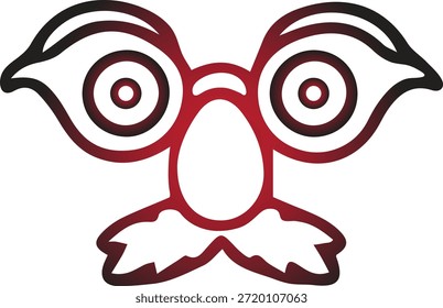 Uma ilustração estilizada encantadora de um rosto vermelho e branco de bigode e óculos oferecendo opções de design criativo em fundo transparente