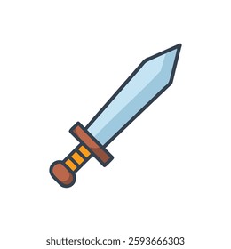 A charming sword icon ideal for kids' stories and playful themes.