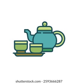 A charming tea set icon ideal for cozy gatherings and cultural events.