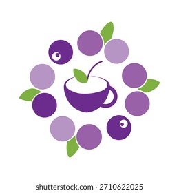 eine charmante Teetasse, umgeben von Traubenscheiben