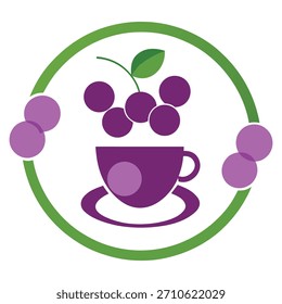 eine charmante Teetasse, umgeben von Traubenscheiben