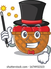 Charming tomato basket cartoon design performance as a Magician style