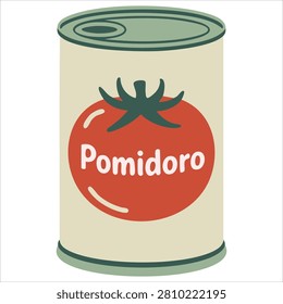 Charming Tomato Can Jar Vegetable Box Pack Hand Drawn Isolated