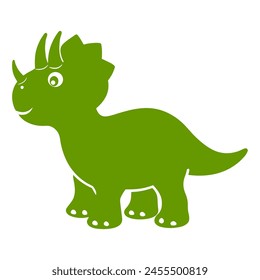 Charming Triceratops silhouette in fresh green, showcasing its iconic horns and gentle demeanor.