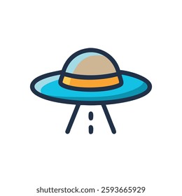 A charming UFO icon representing creative exploration and space adventures.