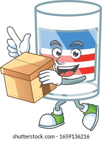 A charming USA stripes glass mascot design style having a box