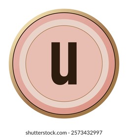 Charming ‘u’ Valentine Letter Art in Blush Pink and Gold – A Unique Design Representing Love, Perfect for Romantic Invitations, Greeting Cards, and Valentine’s Decorations.