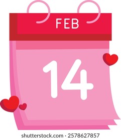 A charming Valentine's Day calendar featuring February 14th, ideal for creating romantic designs, cards, and decorations for celebrating love and affection.