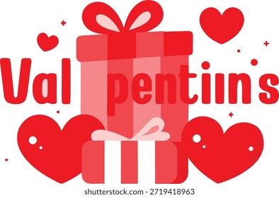 Eine charmante Valentinstag-Illustration mit romantischen Geschenken und lebendigen roten Herzen