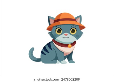 A charming vector artwork illustration of a cat wearing a hat. This delightful image captures the whimsical and playful spirit of a stylish feline, perfect for creative projects and design.