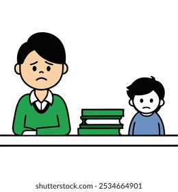 Charming vector cartoon illustration featuring a cute school boy and girl standing together, both carrying backpacks
