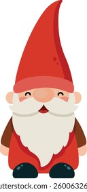 A charming vector clipart of a gnome dressed in a vibrant red outfit.
