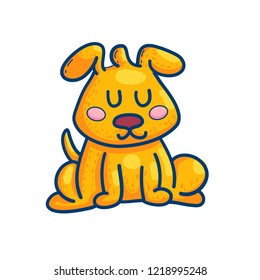 Charming vector designed puppy in yellow color isolated on white background