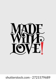 A charming vector emblem featuring a heart and hands, representing creations "made in love" with care.