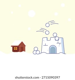 Un encantador gráfico de Vector que representa una casa decorada durante el invierno, evocando sensaciones de calidez, vacaciones y atractivo inmobiliario.