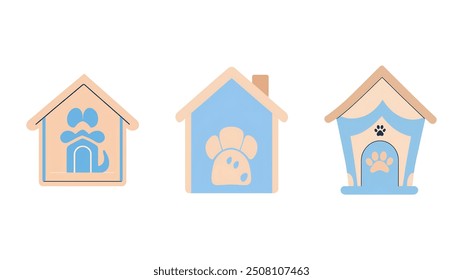 A charming vector icon of a pet house, perfect for pet care, animal shelters, and veterinary services. Ideal for use in logos, websites, and branding related to pet homes and animal welfare.